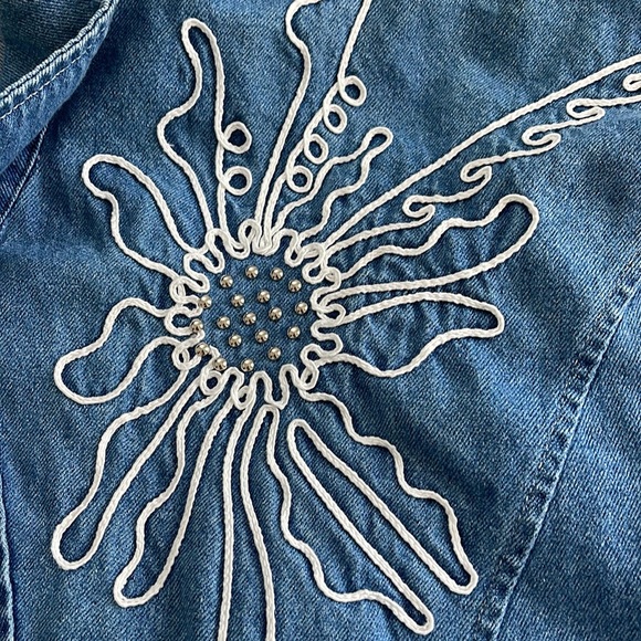 Vintage Pado California 80s Dress Embroidered Denim Streetwear Jacket Size S - Picture 3 of 6